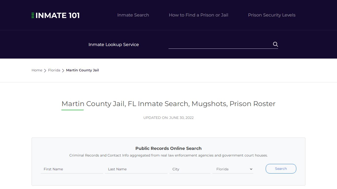 Martin County Jail, FL Inmate Search, Mugshots, Prison ...